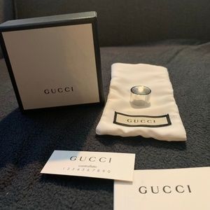 Gucci Sterling Silver Trademark Thick Strip Ring